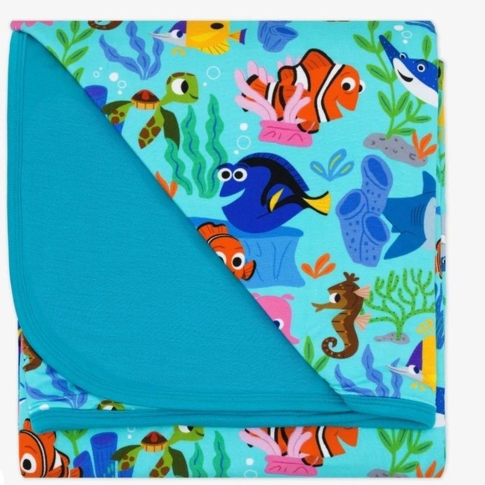 Disney x Little Sleepies Nemo's Reef Cloud Blanket NIB L 50x50in Bamboo Retired - Picture 6 of 6